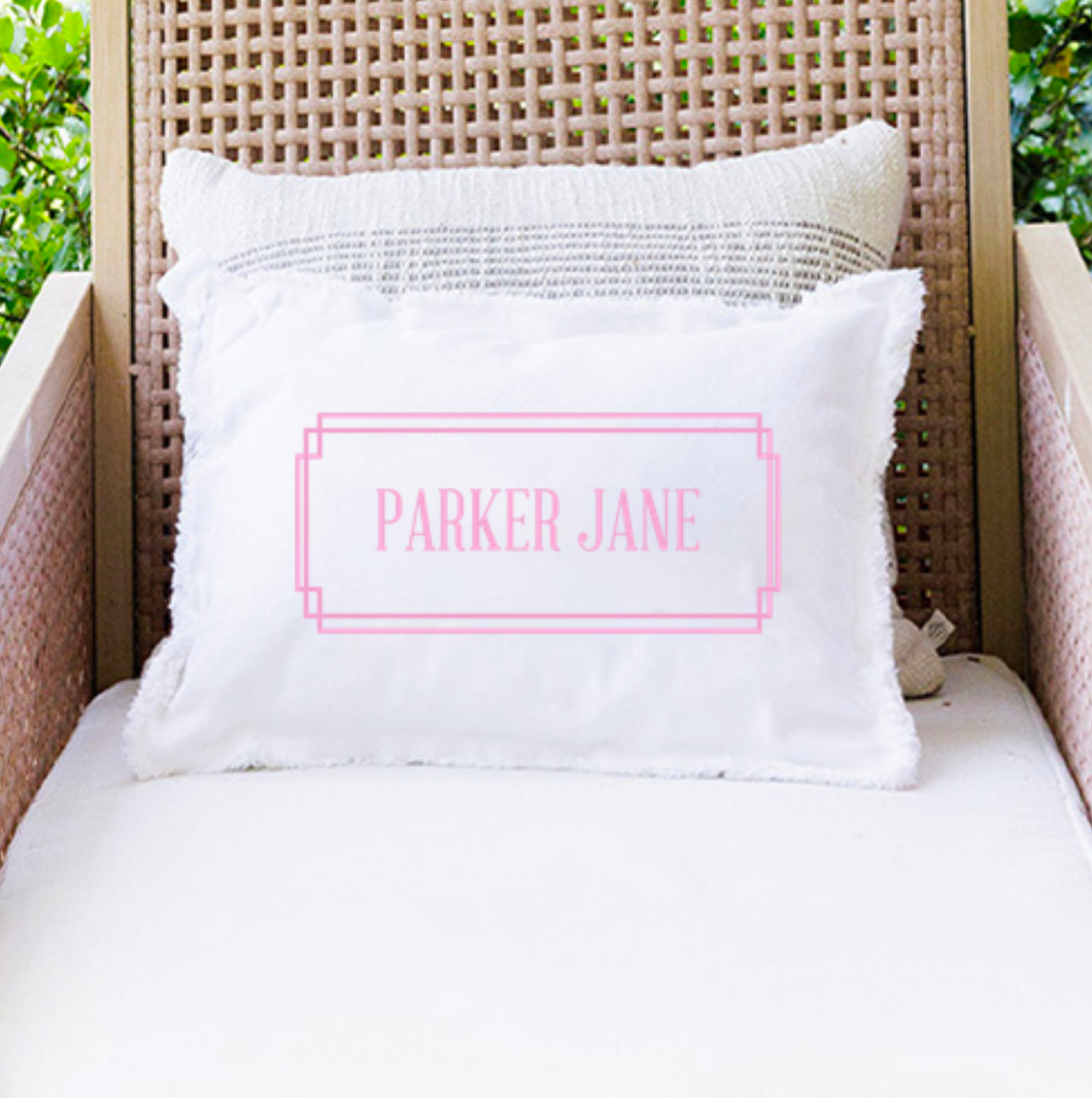 Personalized Pink Gingham Lumbar Pillow