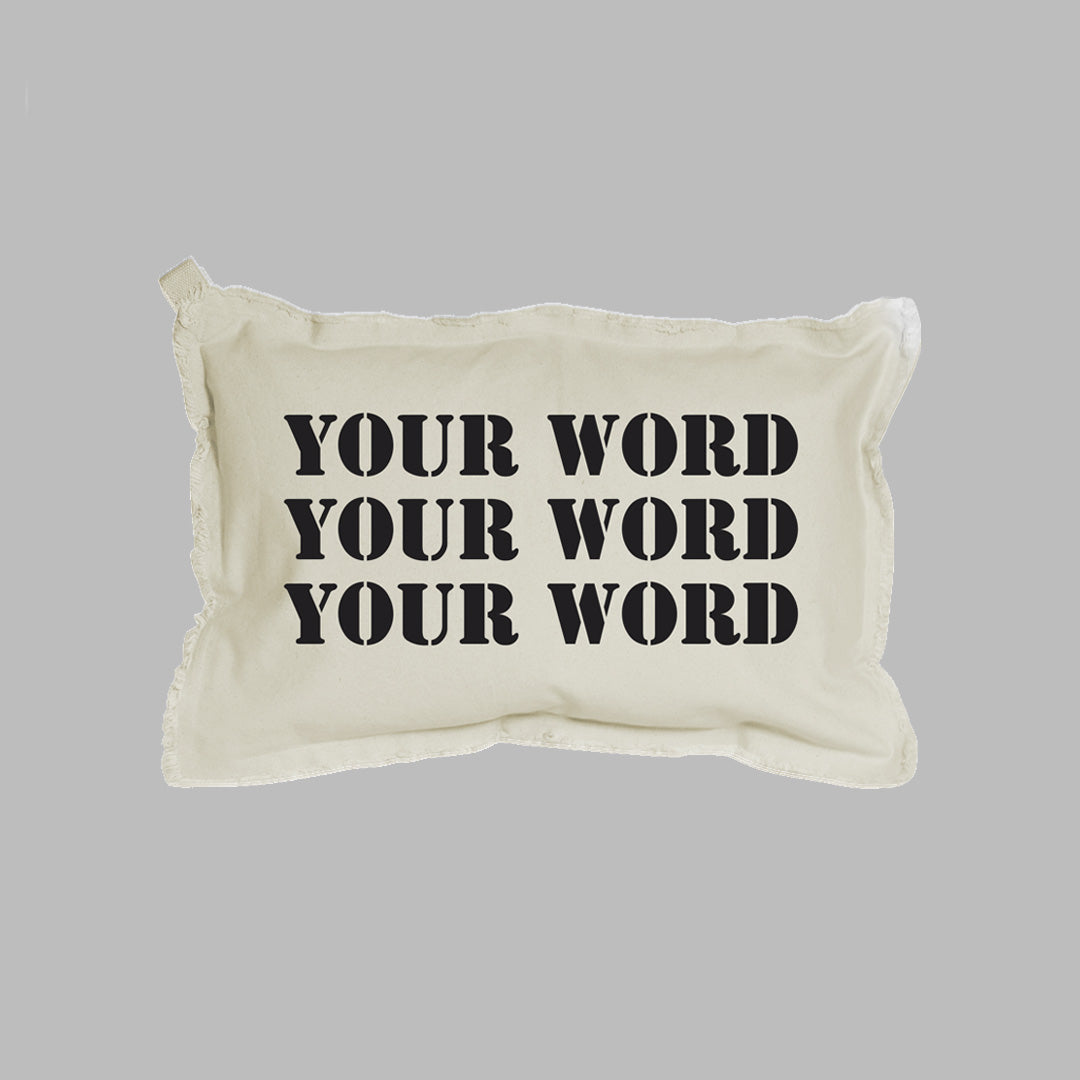 Your Word Three Lines Stencil Lumbar Pillow