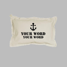 Load image into Gallery viewer, Your Two Words + Icon Stencil Lumbar Pillow

