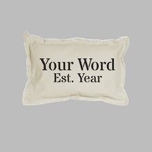 Load image into Gallery viewer, Personalized Word + Year Lumbar Pillow
