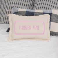 Personalized Pink Gingham Lumbar Pillow