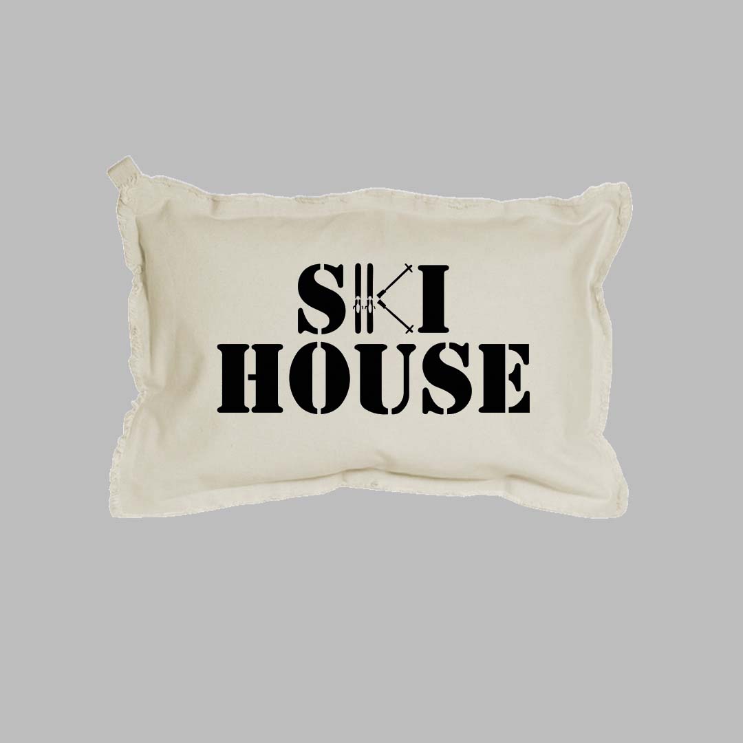 Ski House Black Lumbar Pillow