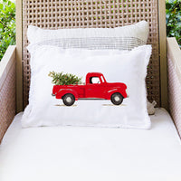 Christmas Tree Truck Lumbar Pillow