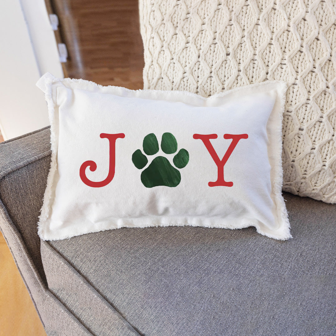 Joy Paw Print Lumbar Pillow