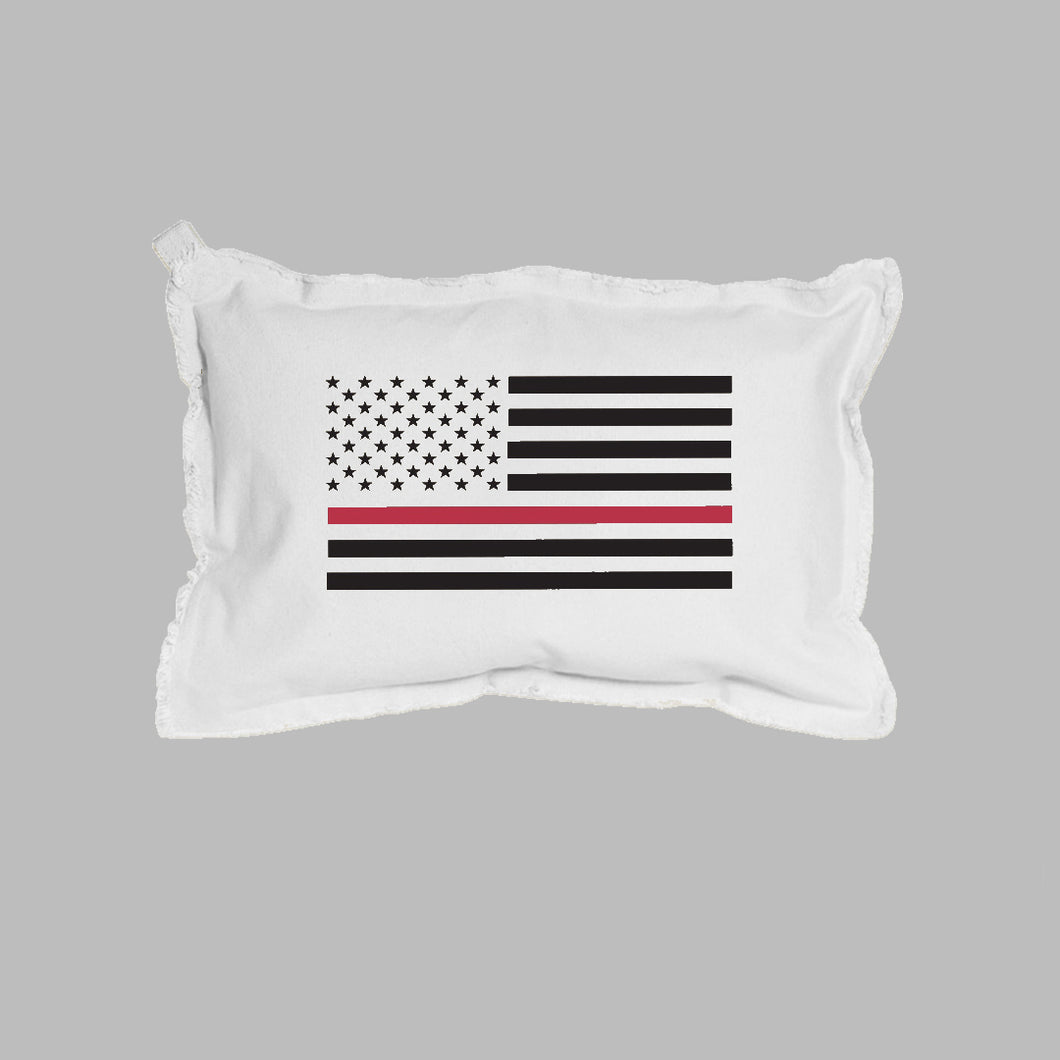 Thin Red Line Flag Lumbar Pillow