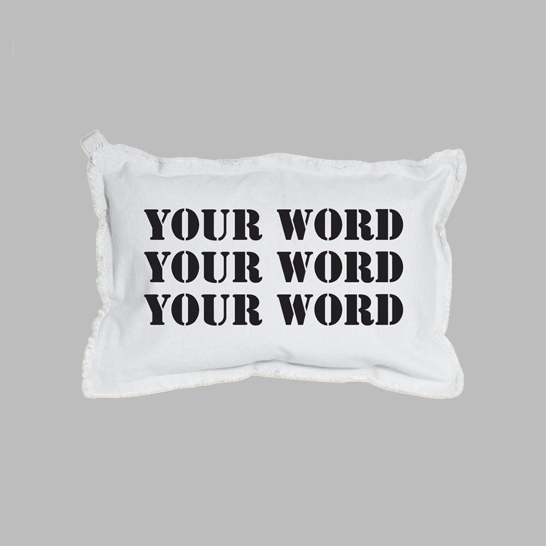 Your Word Three Lines Stencil Lumbar Pillow