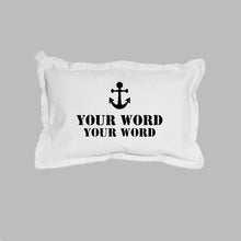 Load image into Gallery viewer, Your Two Words + Icon Stencil Lumbar Pillow

