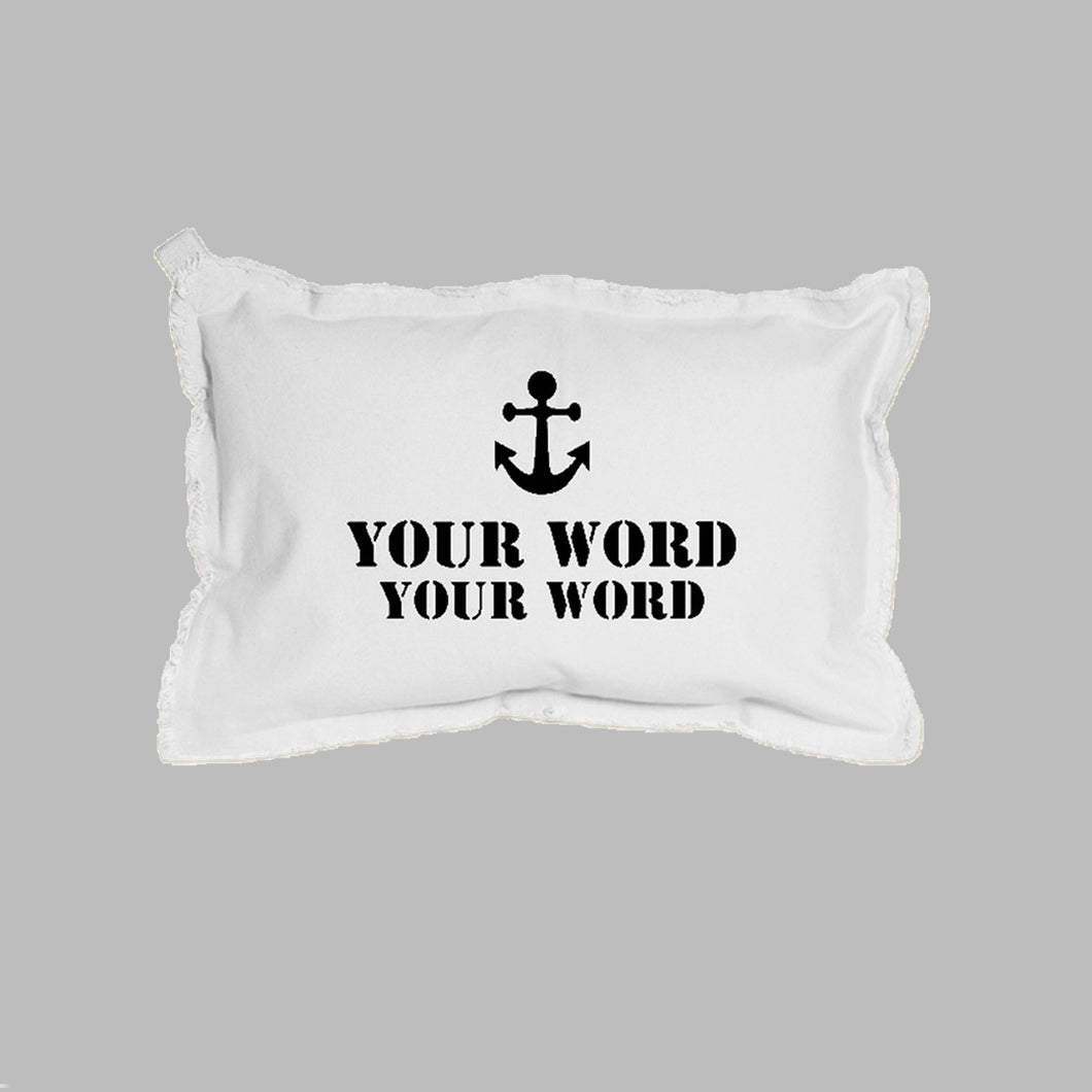 Your Two Words + Icon Stencil Lumbar Pillow