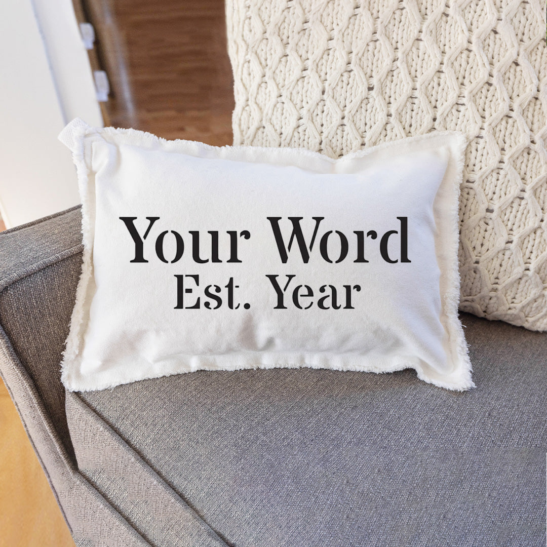 Personalized Word + Year Lumbar Pillow