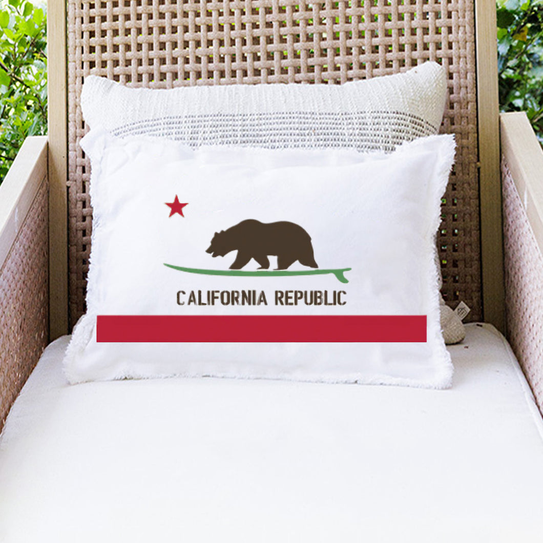 Cali Surf Bear + Word Lumbar Pillow