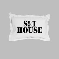 Ski House Black Lumbar Pillow