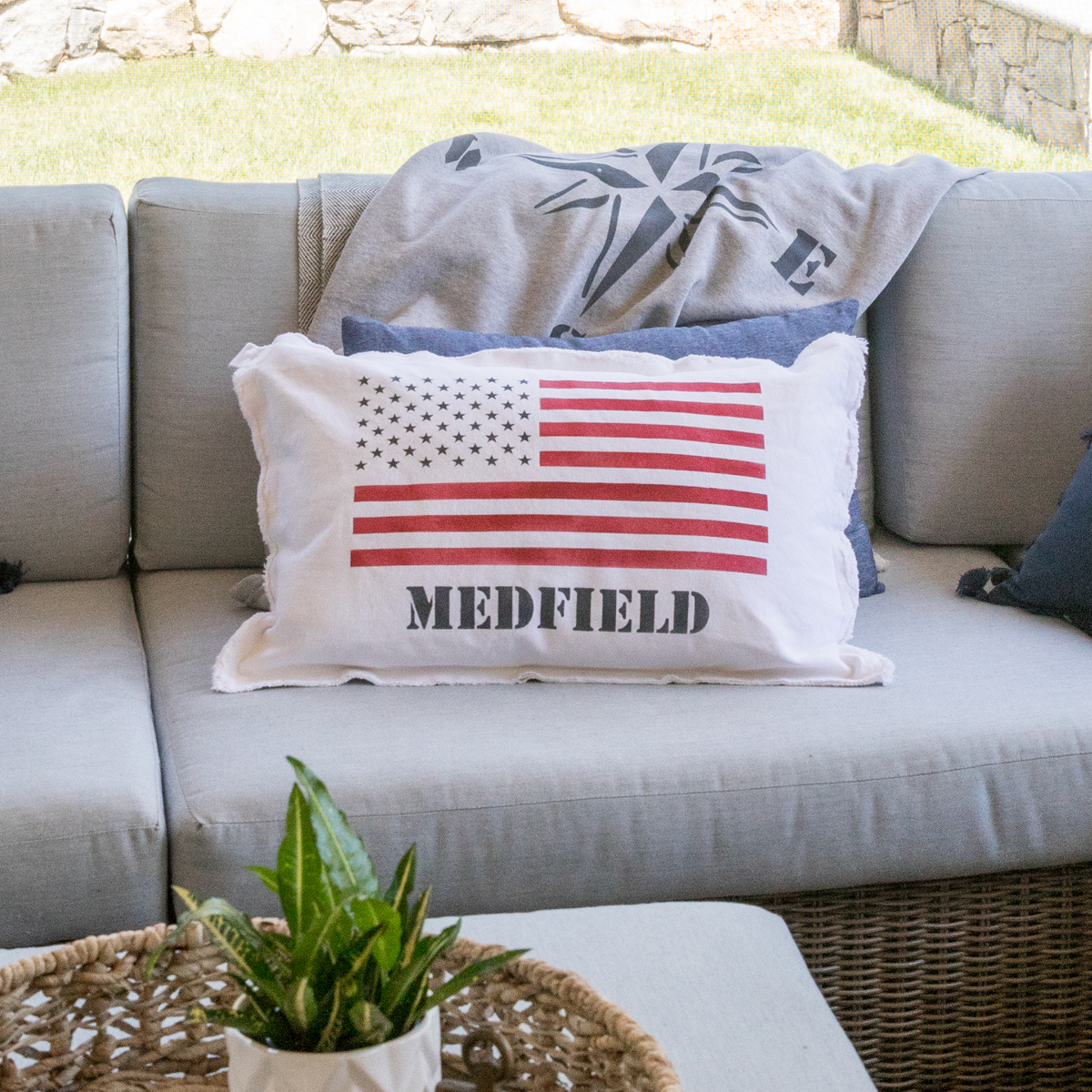 Personalized 50 Stars Flag Lumbar Pillow