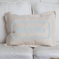 Personalized Blue Gingham Lumbar Pillow