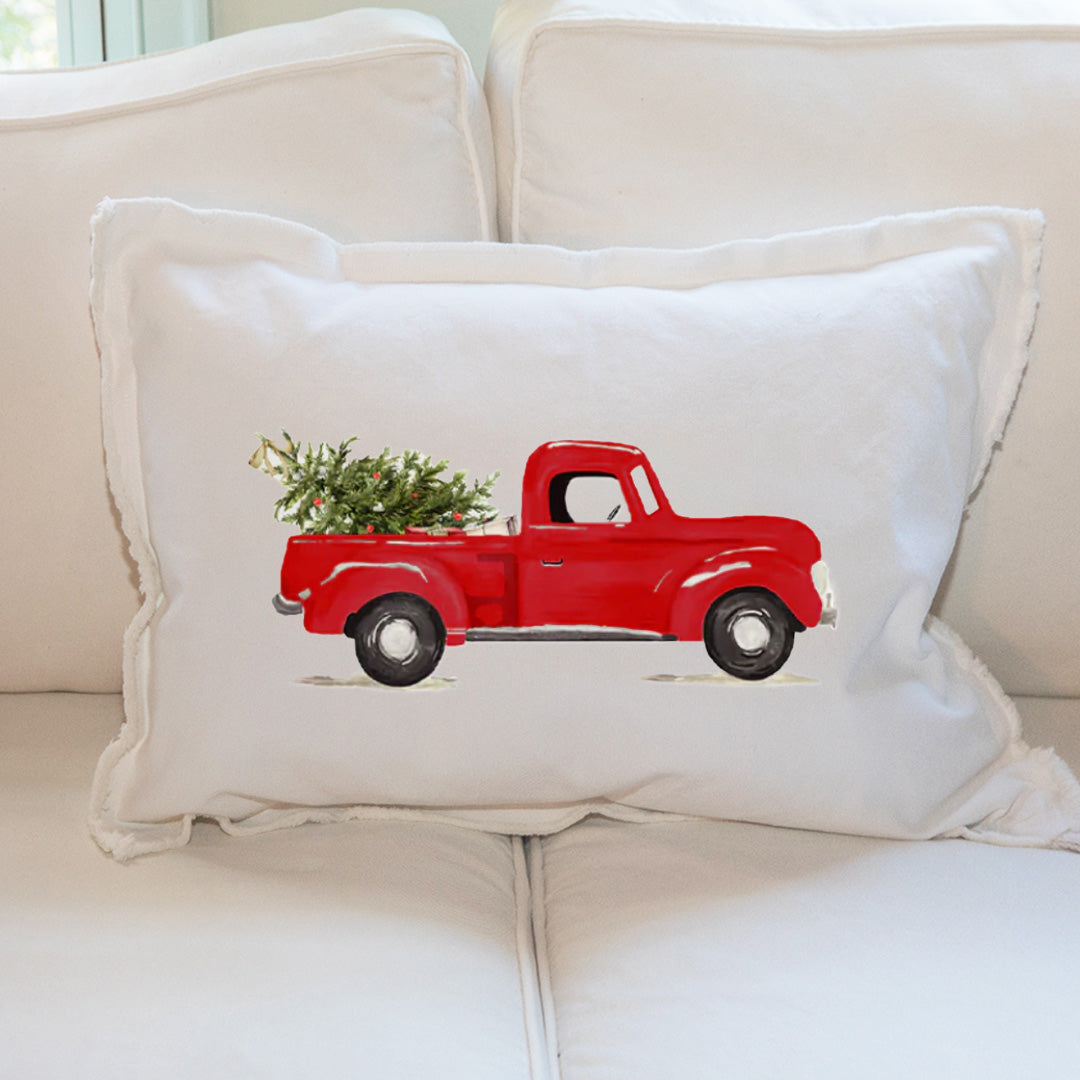 Christmas Tree Truck Lumbar Pillow