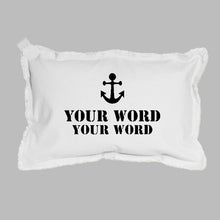 Load image into Gallery viewer, Your Two Words + Icon Stencil Lumbar Pillow
