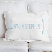 Personalized Blue Gingham Lumbar Pillow