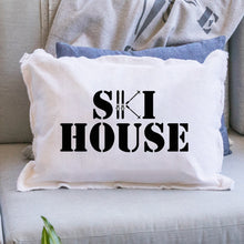 Load image into Gallery viewer, Ski House Black Lumbar Pillow
