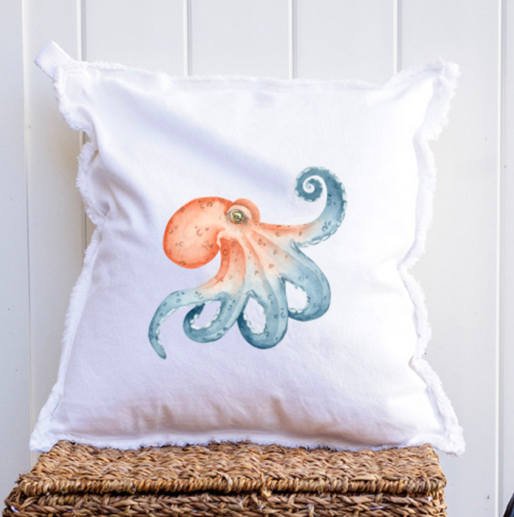 Watercolor Octopus Square Pillow