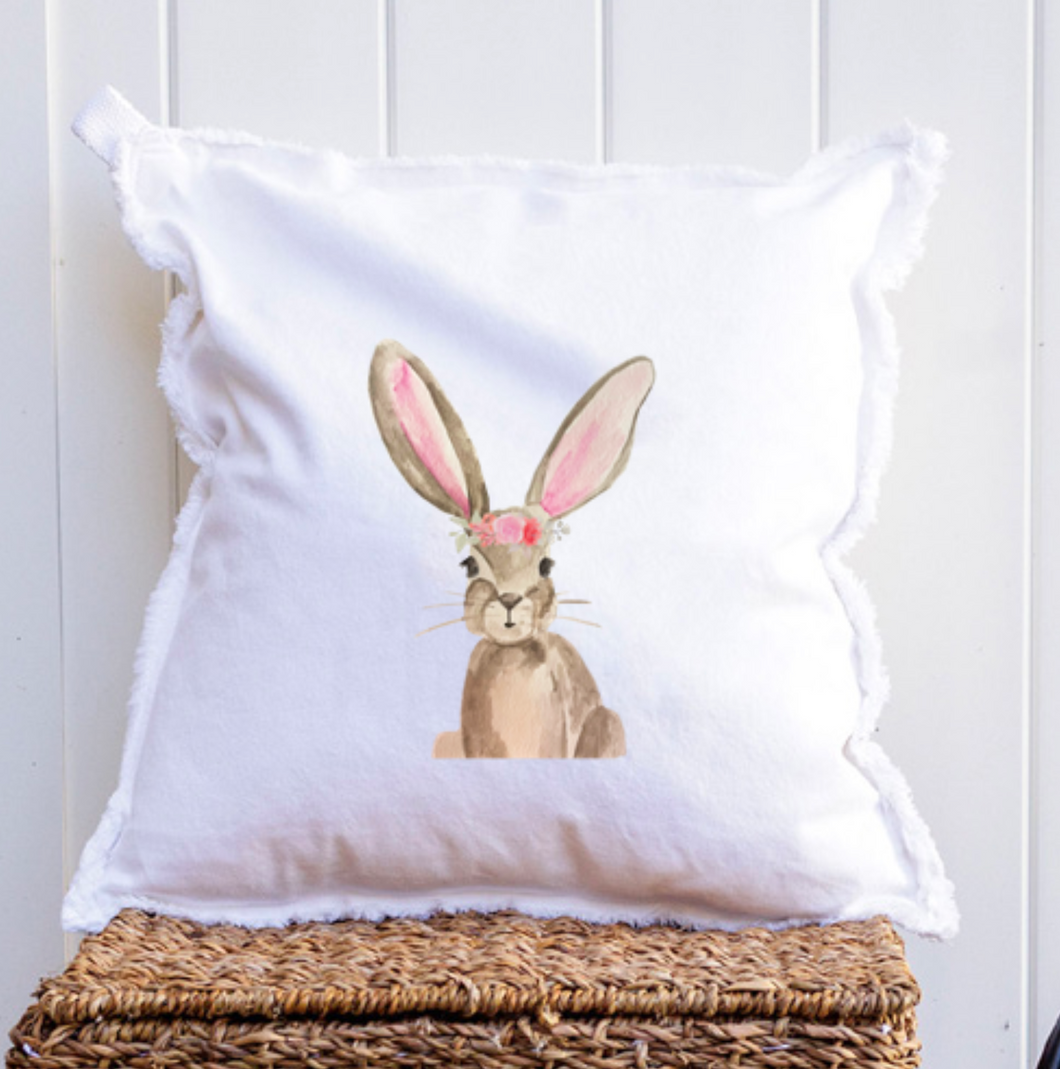 Floral Bunny Square Pillow