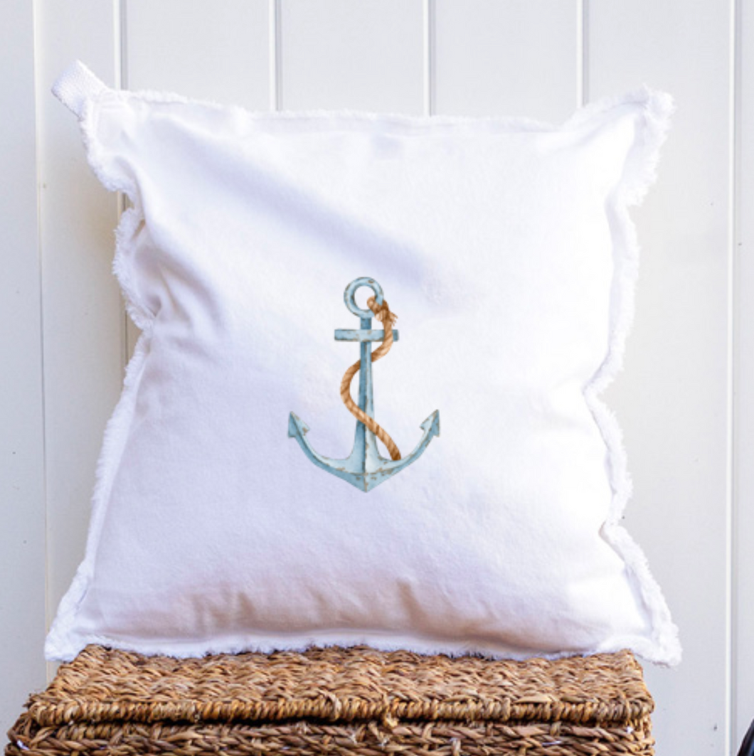 Watercolor Anchor Square Pillow