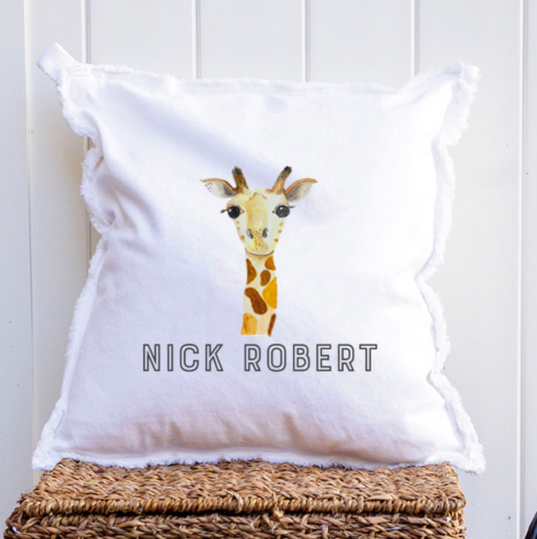 Personalized Giraffe Square Pillow