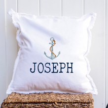 Load image into Gallery viewer, Personalized Watercolor Anchor Square Pillow
