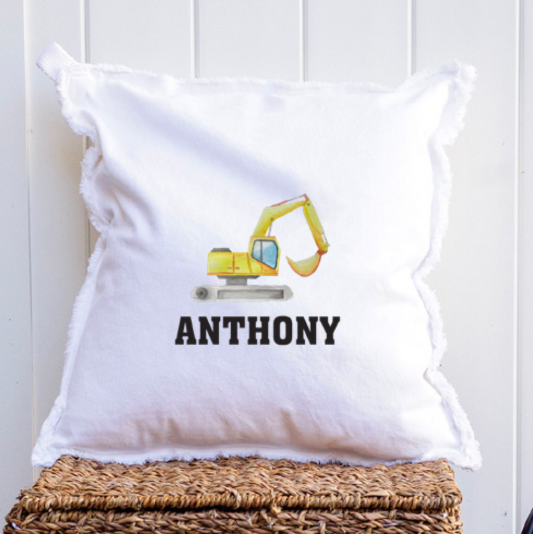 Personalized Digger Square Pillow