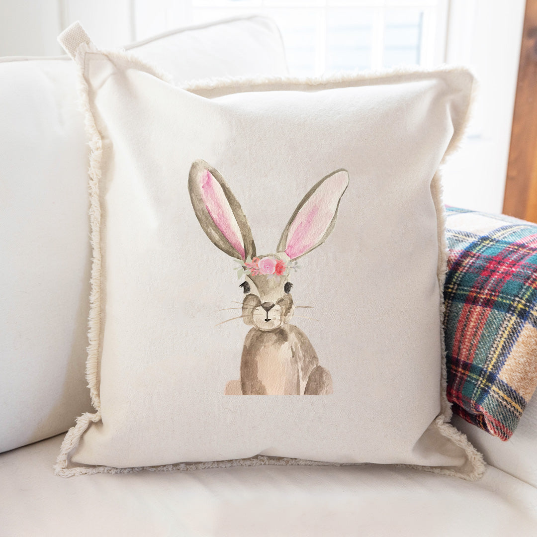 Floral Bunny Square Pillow