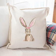 Load image into Gallery viewer, Floral Bunny Square Pillow
