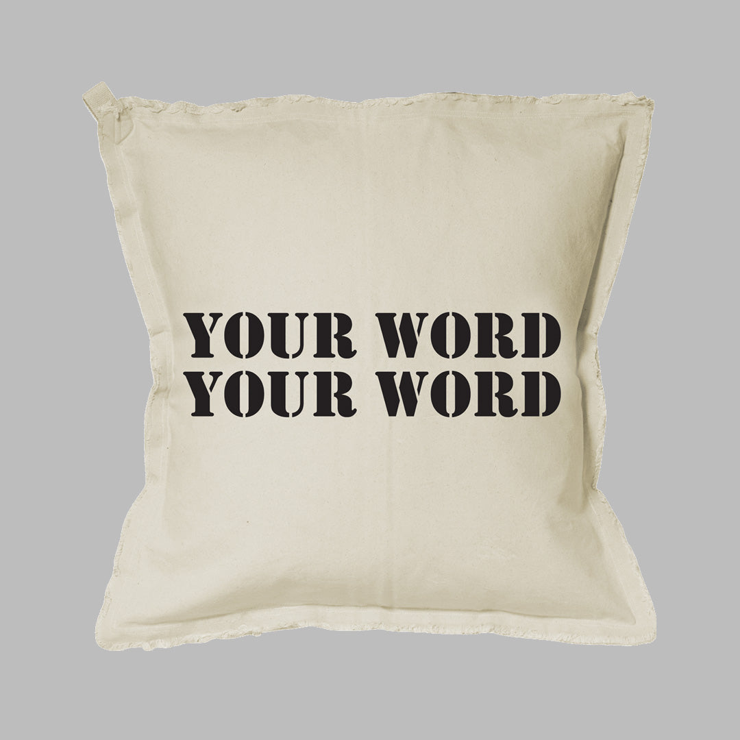 Your Word Two Lines Stencil Square Pillow