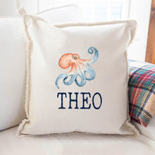 Load image into Gallery viewer, Personalized Watercolor Octopus Square Pillow
