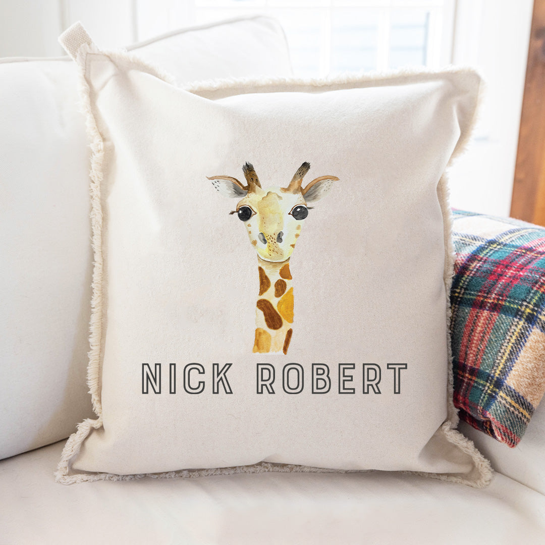 Personalized Giraffe Square Pillow