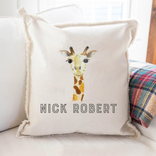 Load image into Gallery viewer, Personalized Giraffe Square Pillow
