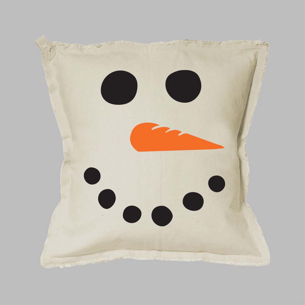 Snowman Face Square Pillow