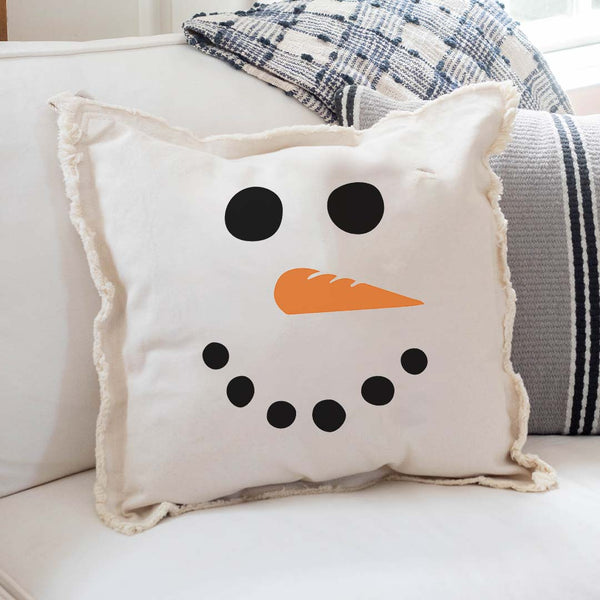 Snowman Face Square Pillow