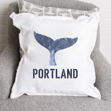 Load image into Gallery viewer, Personalized Indigo Whale Tail Square Pillow
