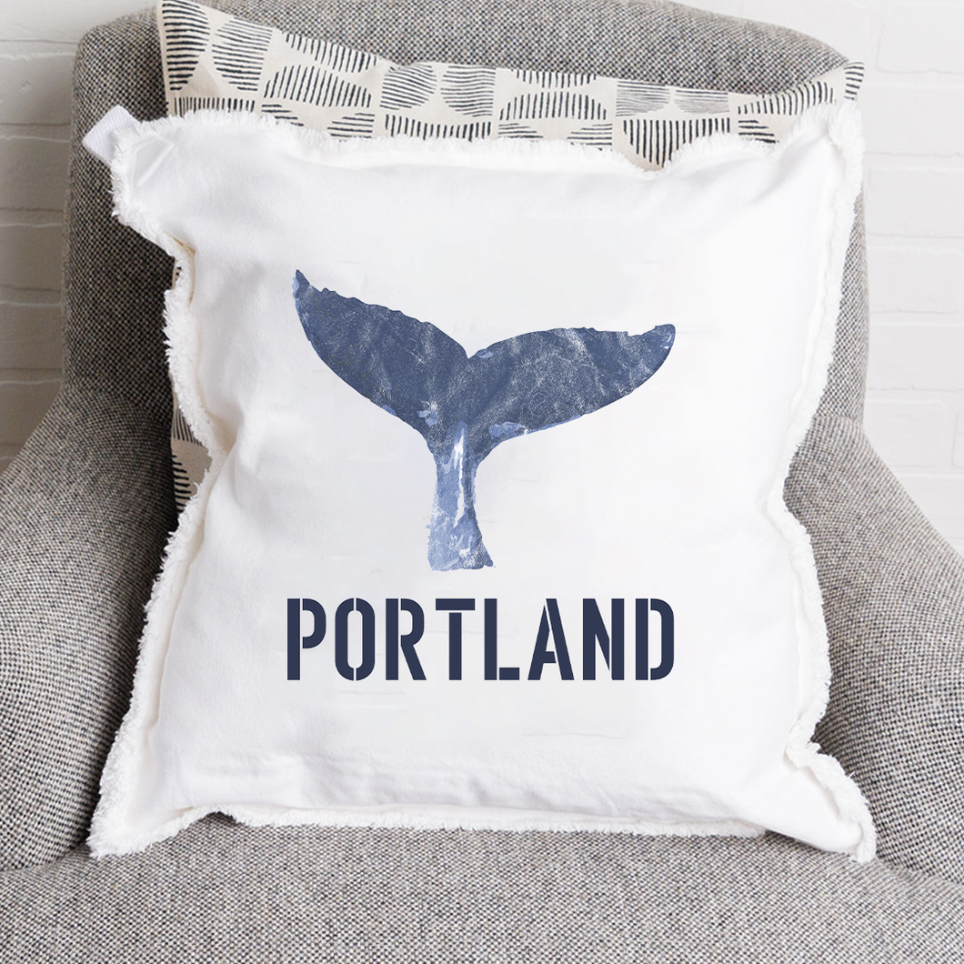 Personalized Indigo Whale Tail Square Pillow