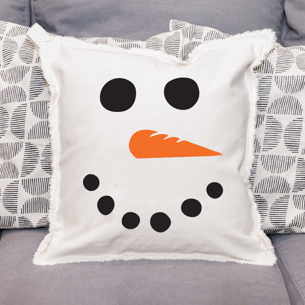 Snowman Face Square Pillow