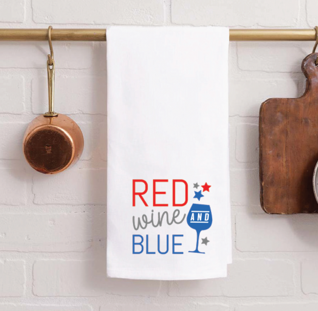 Red Wine & Blue Tea Towel