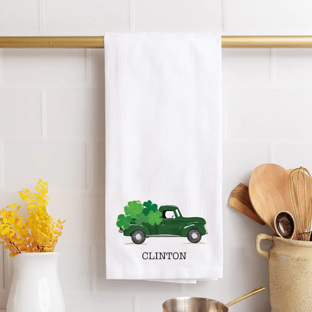 Personalized Shamrock Truck Tea Towel