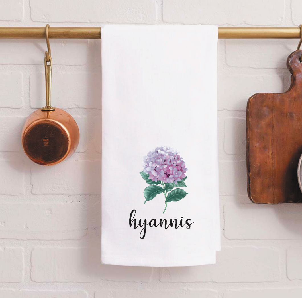 Personalized Pink Hydrangea Tea Towel