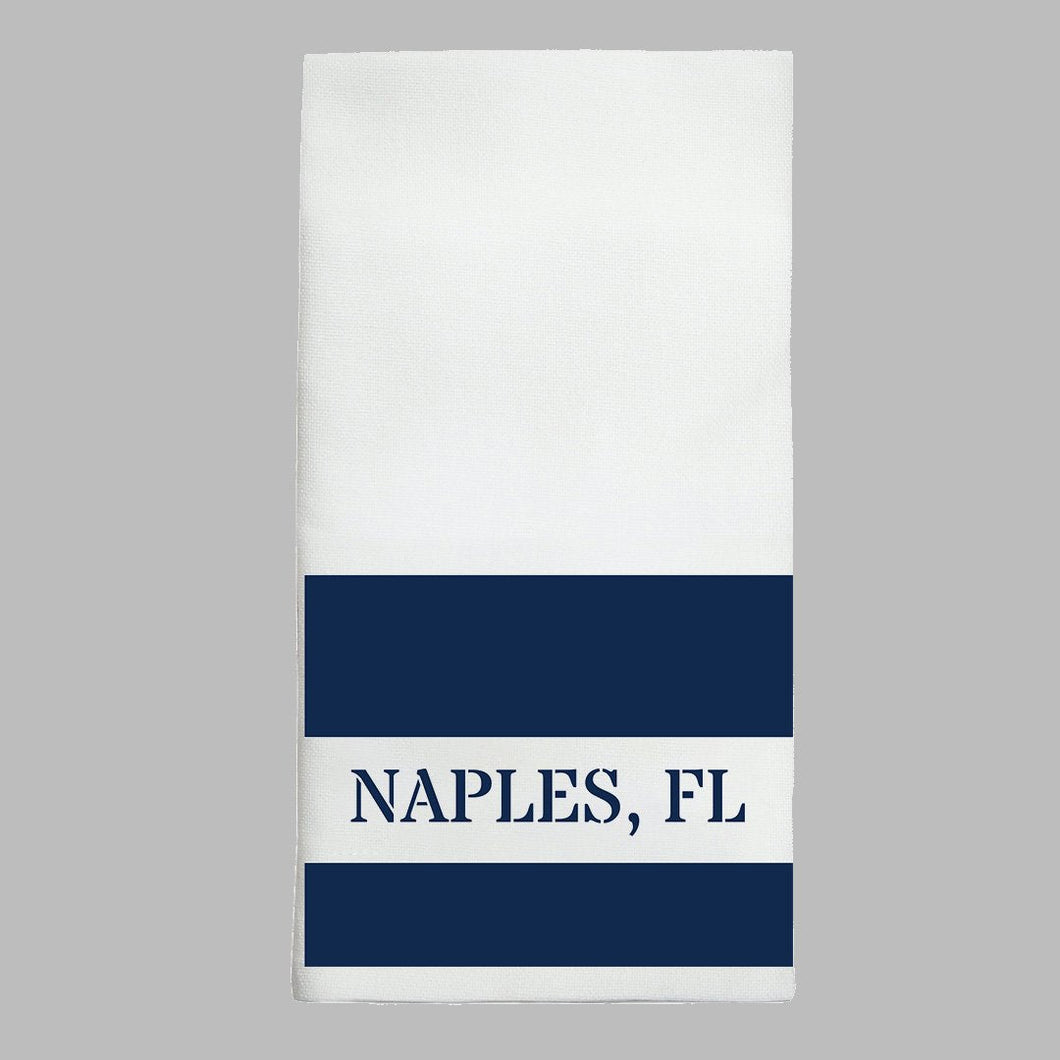 Personalized Navy Stripes Tea Towel