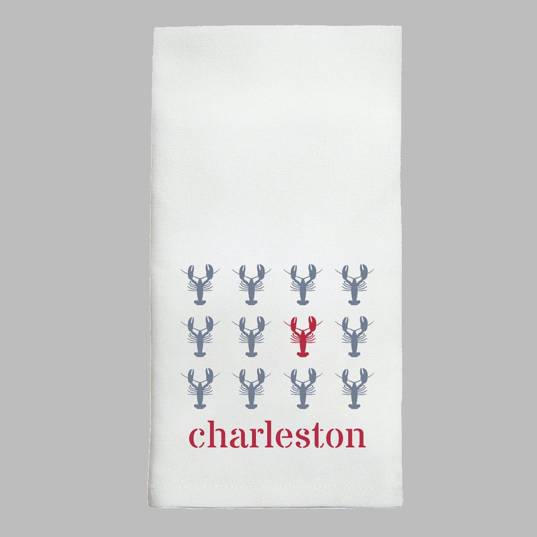 Personalized Repeating Lobsters Tea Towel