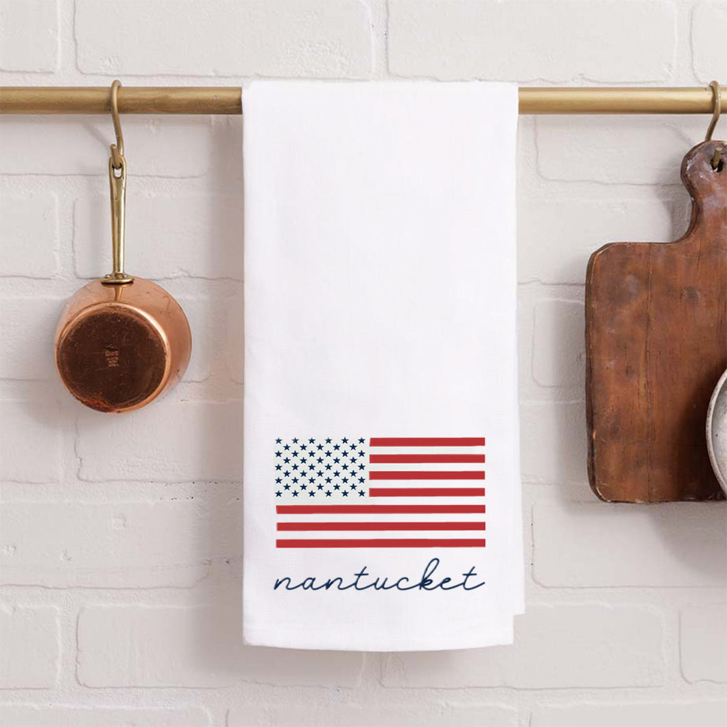 Personalized Flag Script Tea Towel