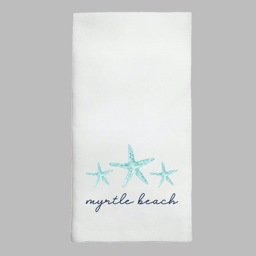 Personalized Watercolor Starfish Tea Towel