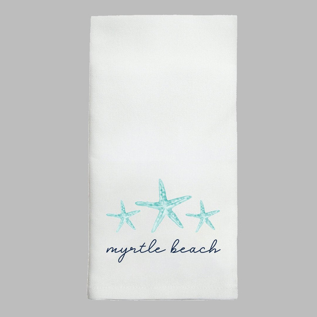 Personalized Watercolor Starfish Tea Towel