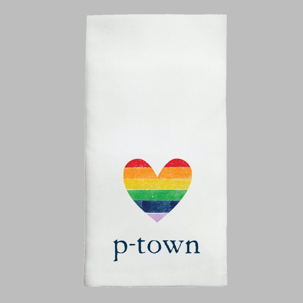 Personalized Rainbow Heart Tea Towel
