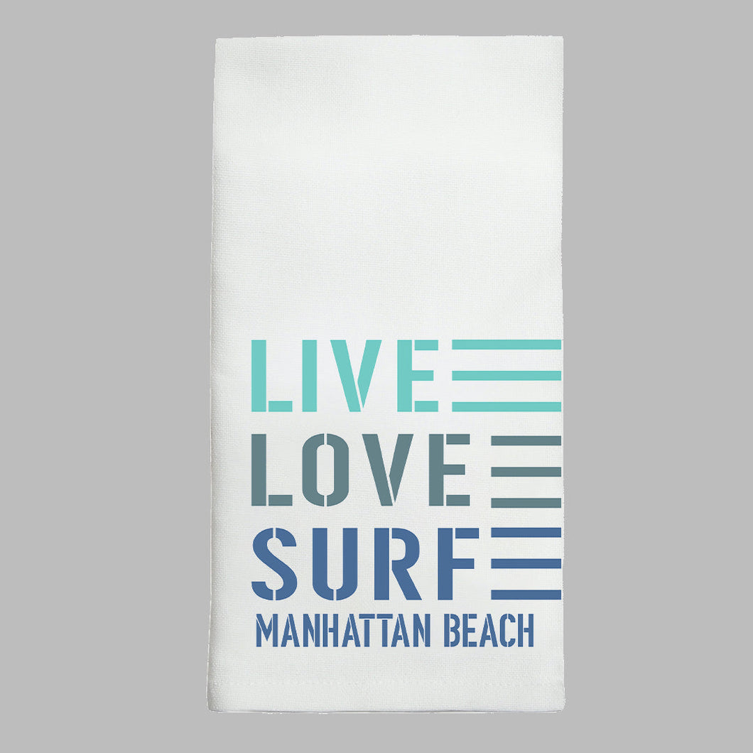 Personalized Live Love Surf Tea Towel