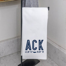 Load image into Gallery viewer, ACK Coordinates and Whale Tea Towel
