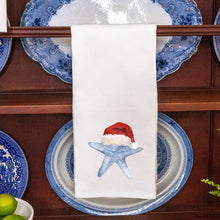 Load image into Gallery viewer, Watercolor Santa Starfish Tea Towel
